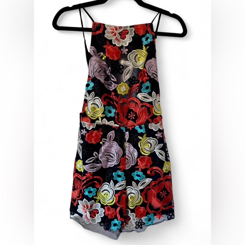 Nasty Gal Black Floral Embroidered Romper